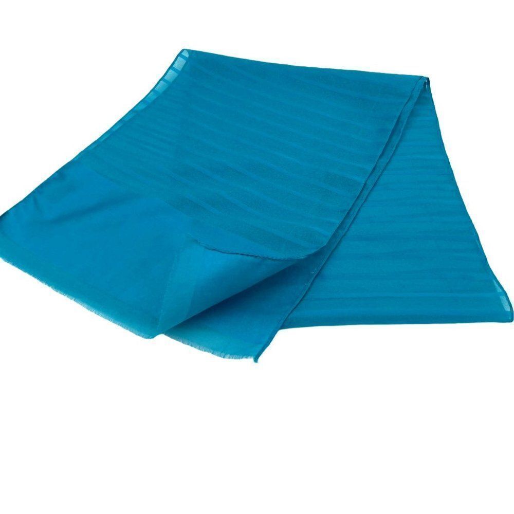 Turquoise Blue Striped Sheer Scarf 1990s